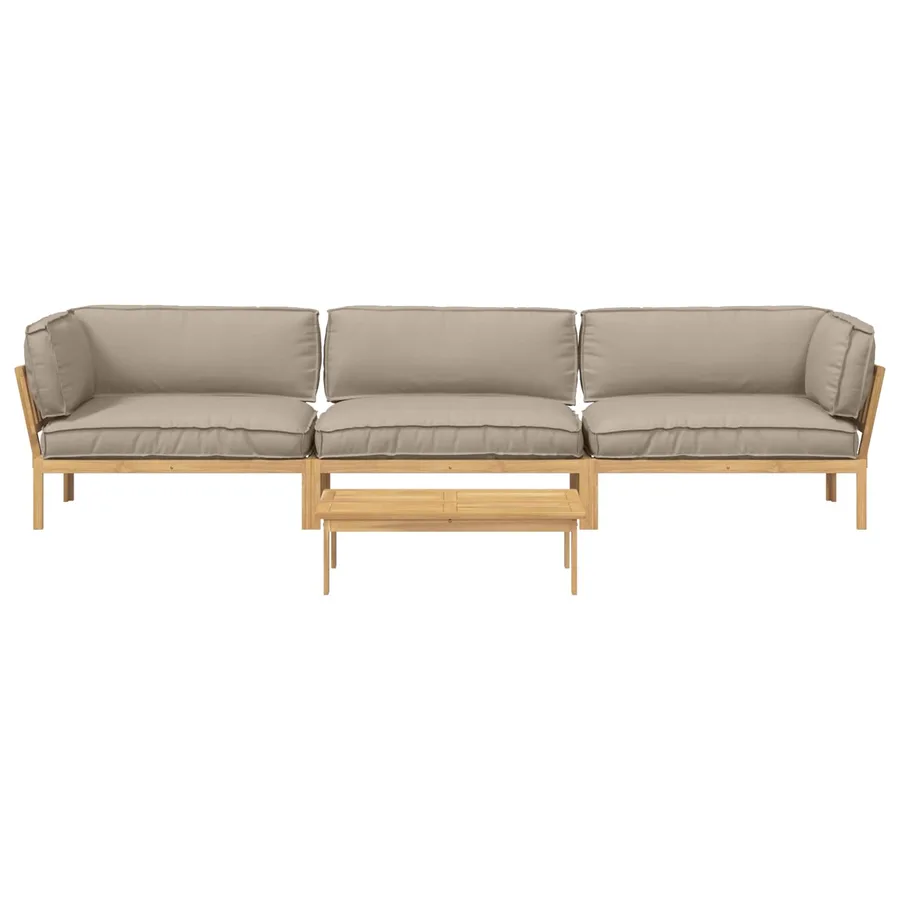 Ensemble de Canapés Uni 4 pcs Taupe Bois d'Acacia Massif - 8