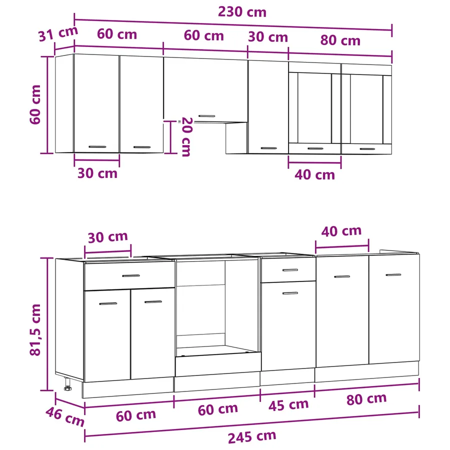 Unité de cuisine Lyon 8 pcs Bois d'ingénierie - 10