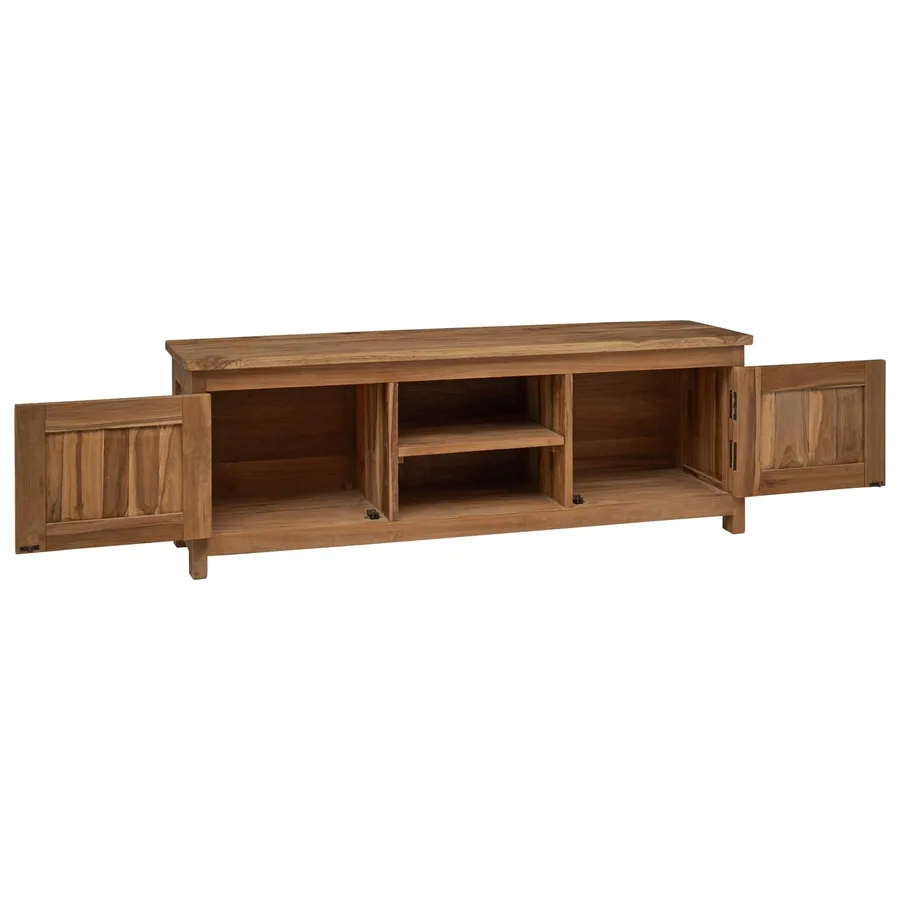 Meuble tv 110 x 30 x 40 cm Naturel Bois de teck massif - 2