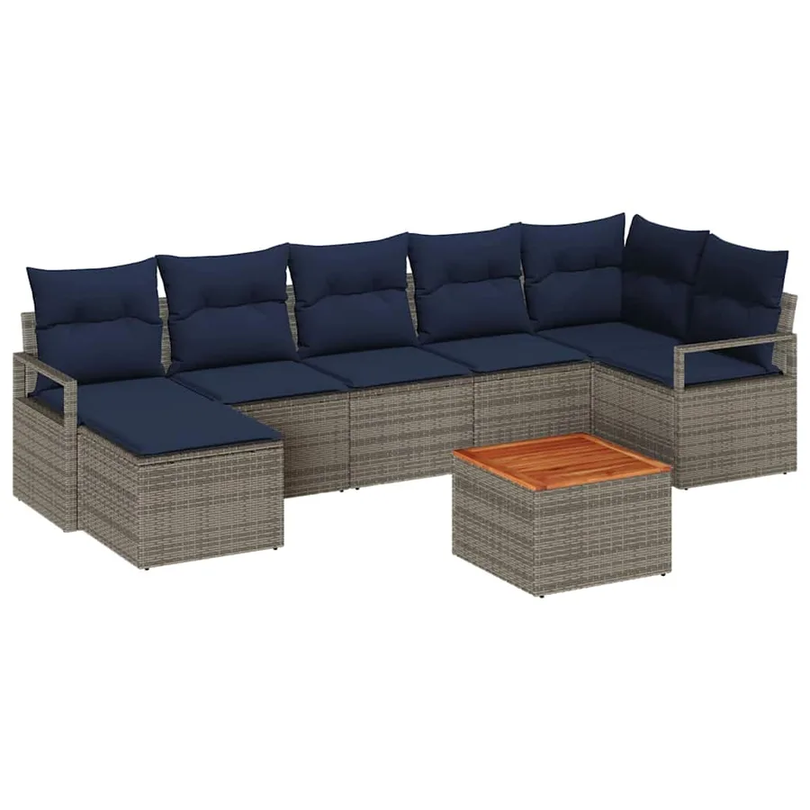 Ensemble de canapé de jardin avec coussin 8 pcs Gris polyrotin - 2