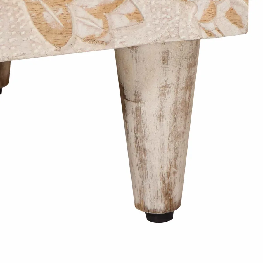 Cabinet de chevet Blanc 40 x 33,5 x 46 cm Bois de mangue massif - 8