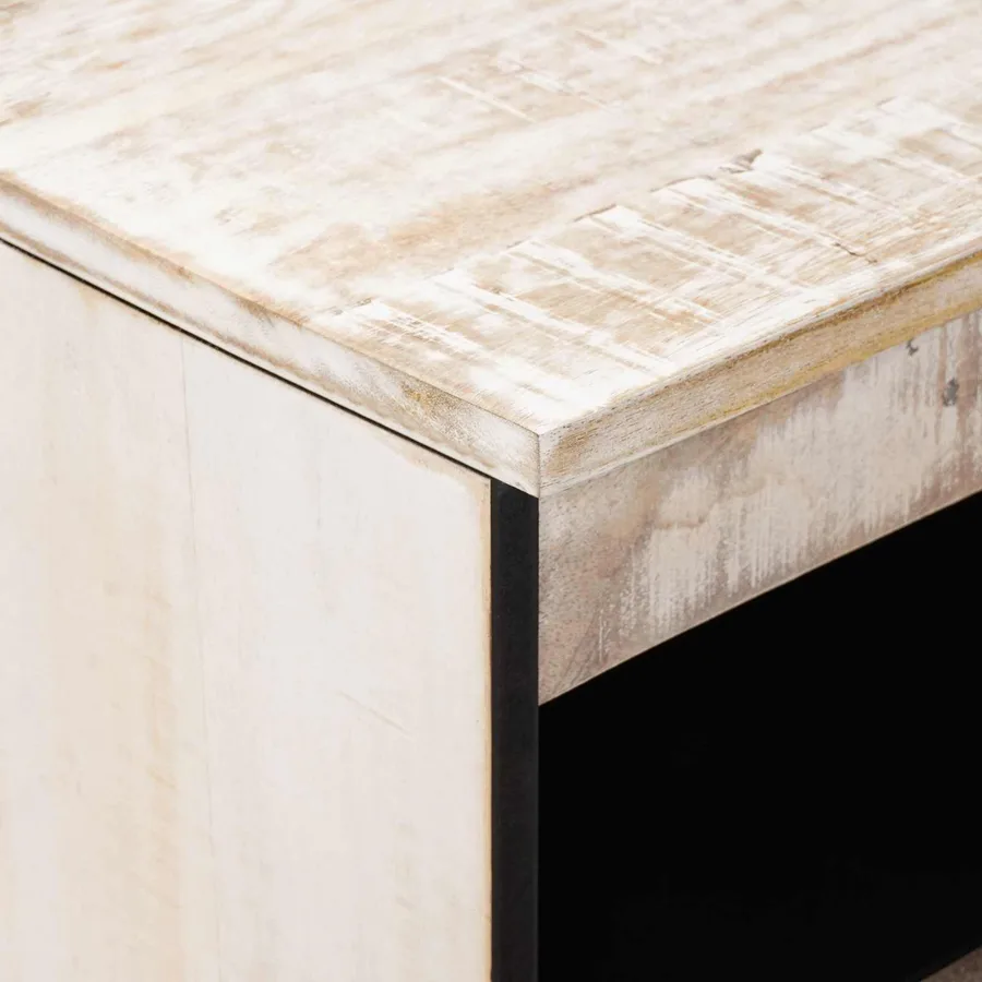 Buffet avec porte Blanc 60 x 33,5 x 75 cm Bois de mangue massif - 6