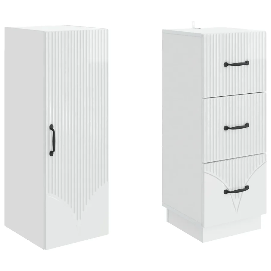 Ensemble de Meubles 2 pcs Blanc brillant 33 x 34,5 x 87 cm - 4