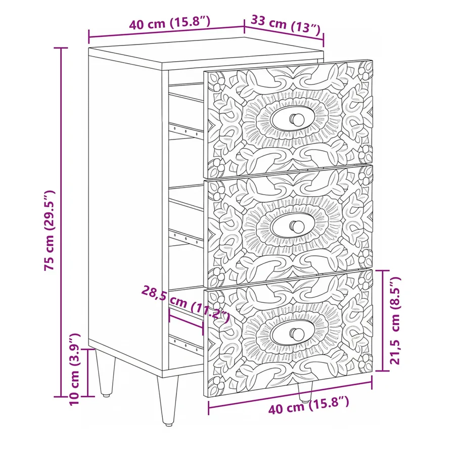 Buffet Blanc 40 x 33,5 x 75 cm Bois de mangue massif - 11