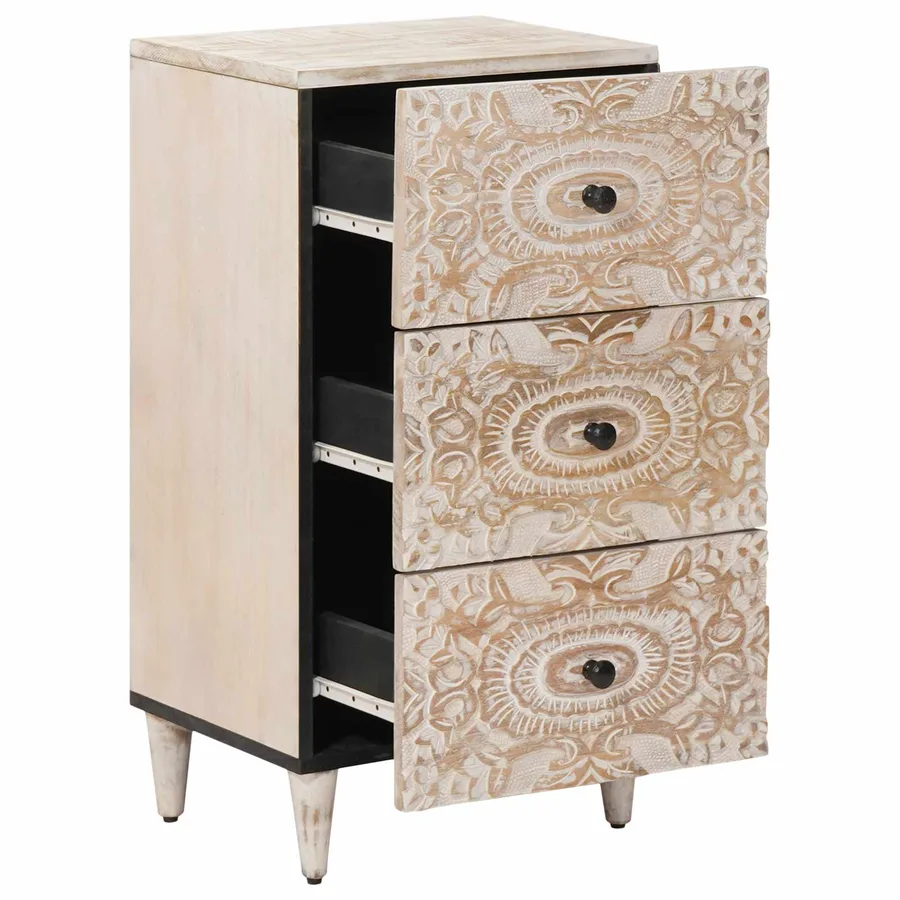 Buffet Blanc 40 x 33,5 x 75 cm Bois de mangue massif - 2