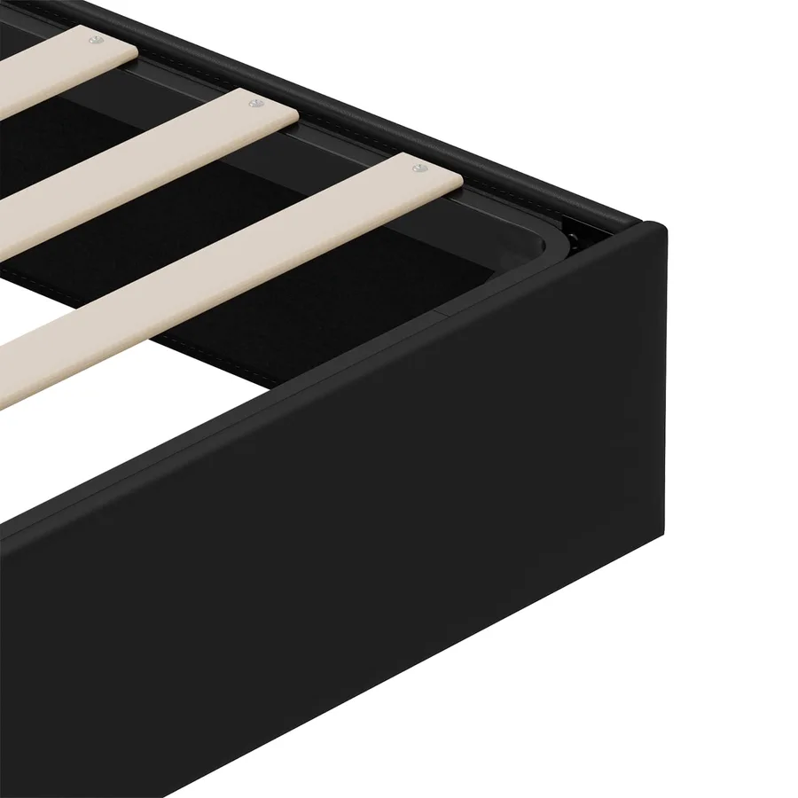 Cadre de lit ottoman Noir King size Simili cuir - 10