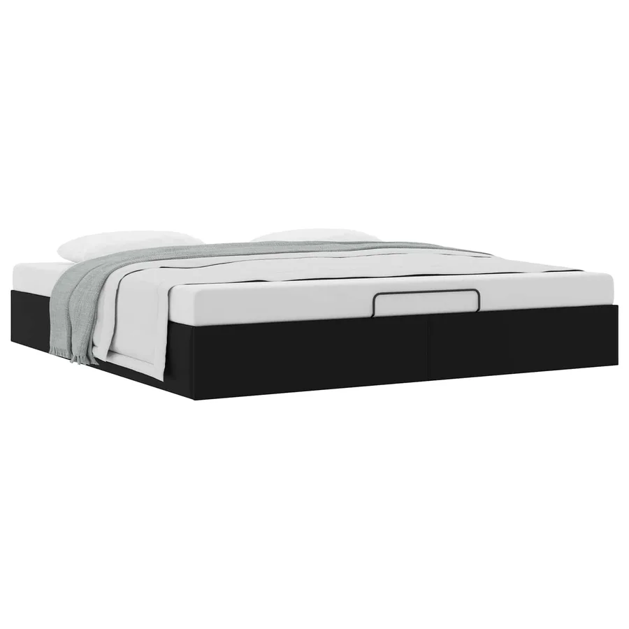 Cadre de lit ottoman Noir King size Simili cuir - 3