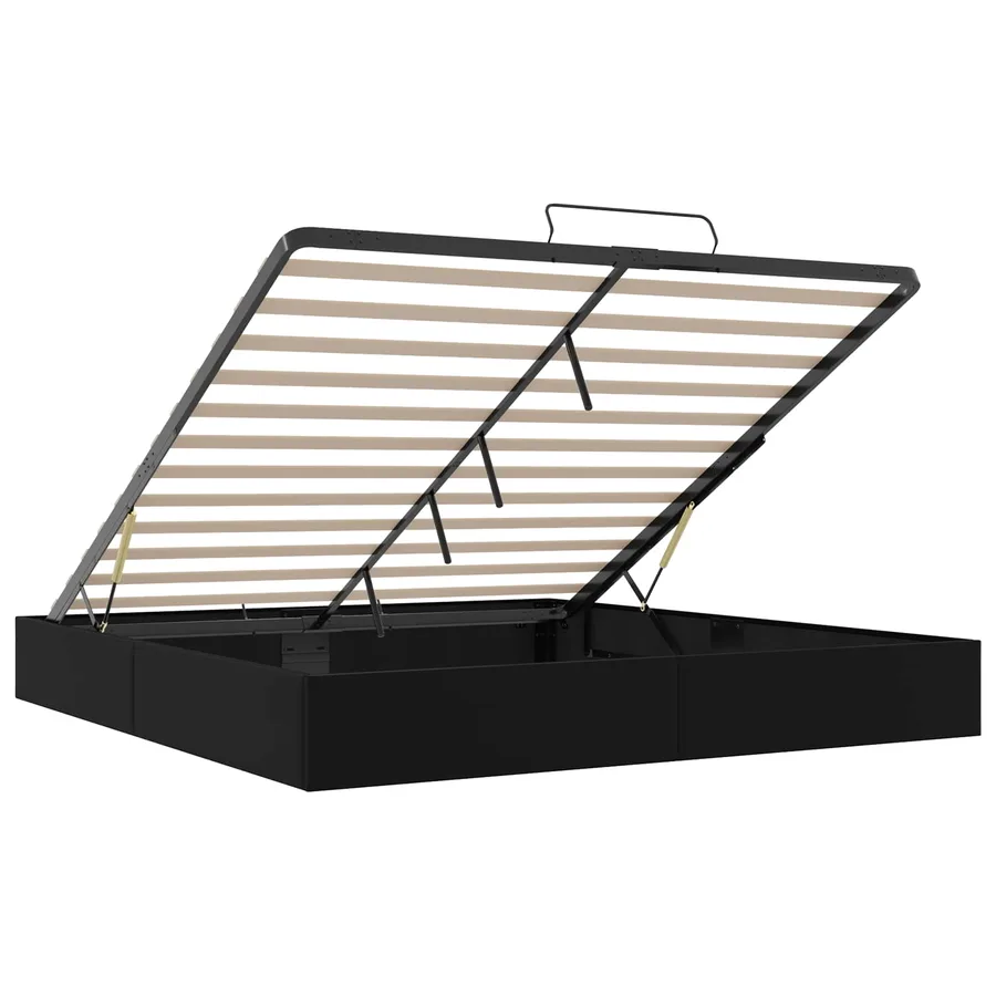 Cadre de lit ottoman Noir King size Simili cuir - 5