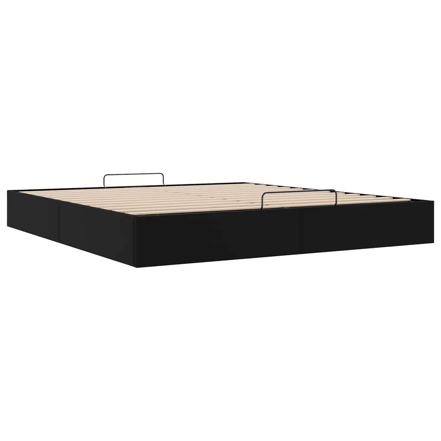 Cadre de lit ottoman Noir King size Simili cuir - 6