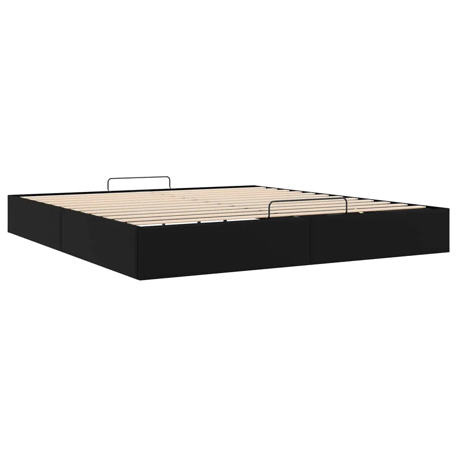 Cadre de lit ottoman Noir King size Simili cuir - 9
