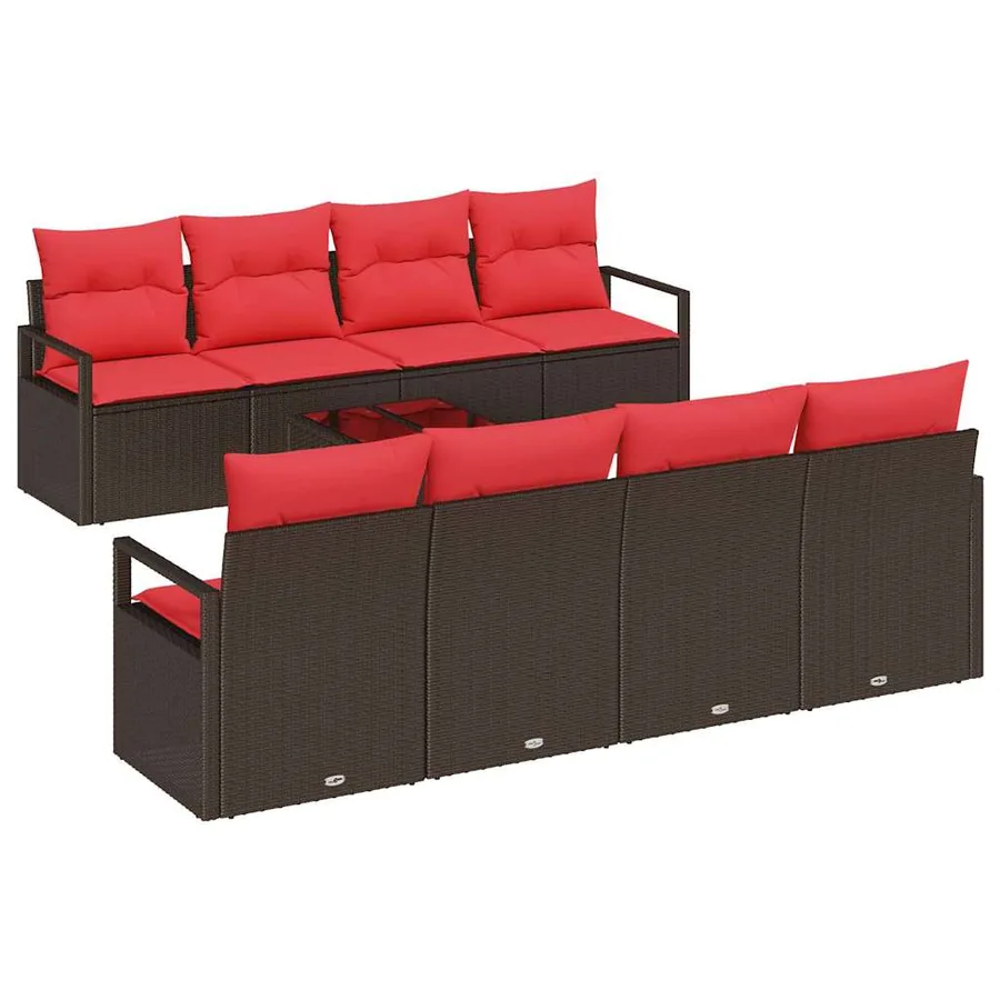 Ensemble de Canapés 7 pcs Marron et rouge polyrotin - 2