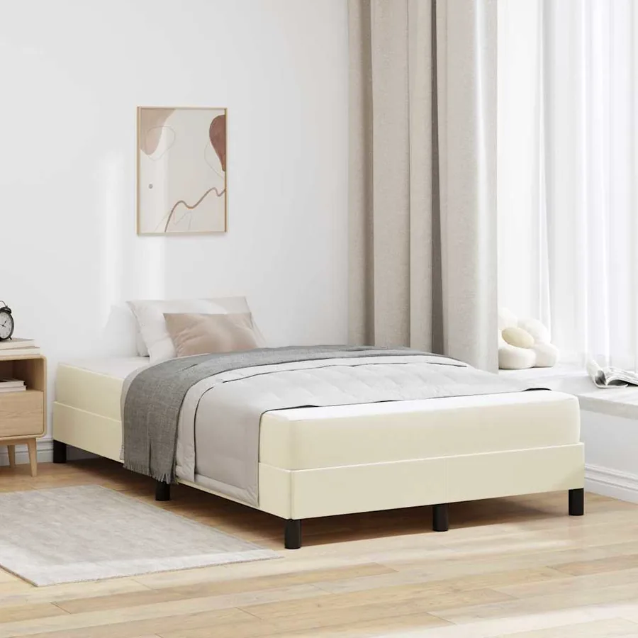 Cadre de lit avec matelas Crème 120 x 200 cm tissu