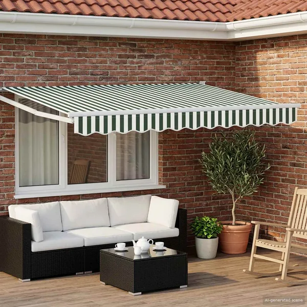 Auvent rétractable électrique Vert et blanc 3 x 2,5 m