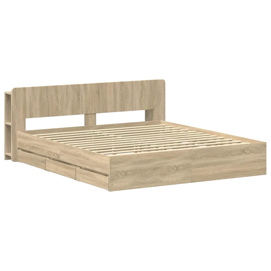 Cadre de lit avec rangement Chêne Sonoma 200 x 200 cm - 3