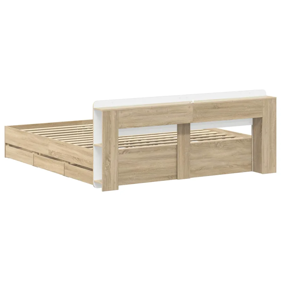 Cadre de lit avec rangement Chêne Sonoma 200 x 200 cm - 6