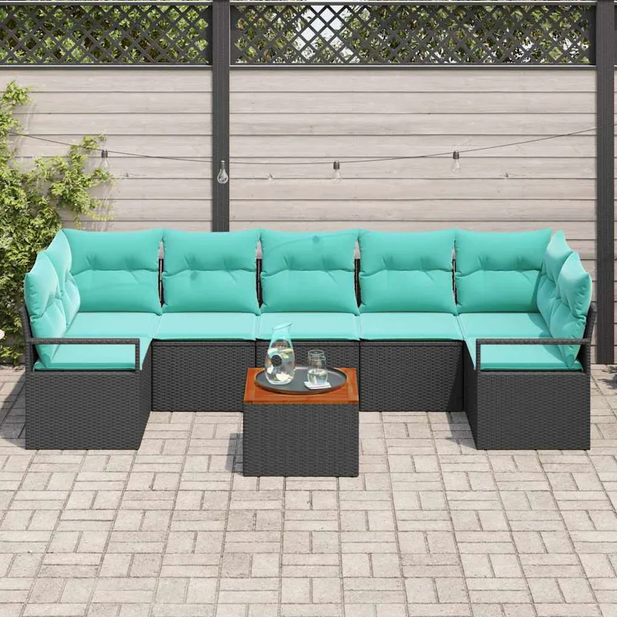 Ensemble de canapé de jardin avec coussin 8 pcs Noir polyrotin - 3