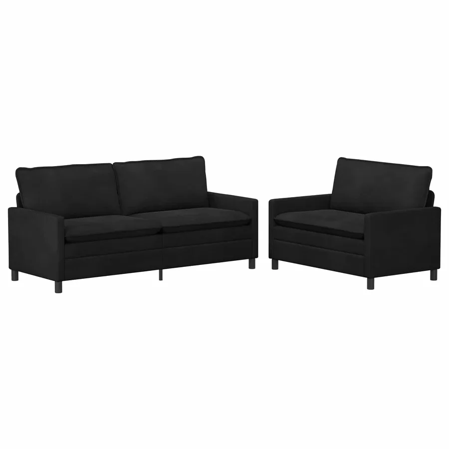 Ensemble de Canapés 2 pcs Noir Velours - 2