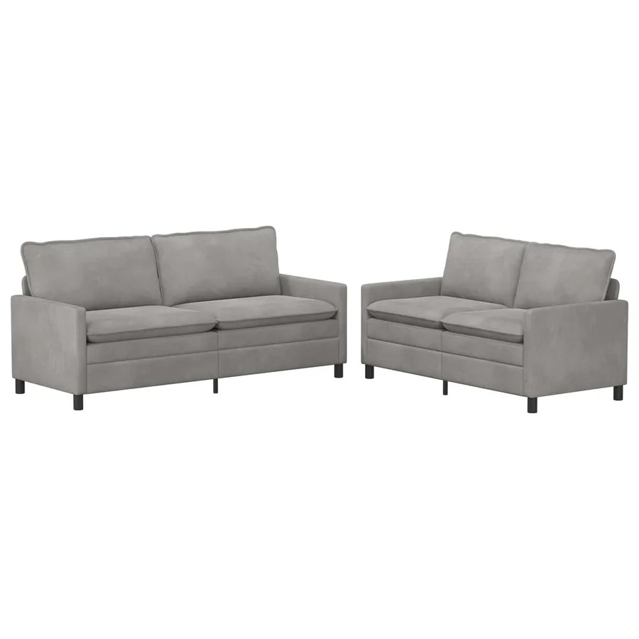 Ensemble de Canapés 2 pcs Gris clair Velours - 2