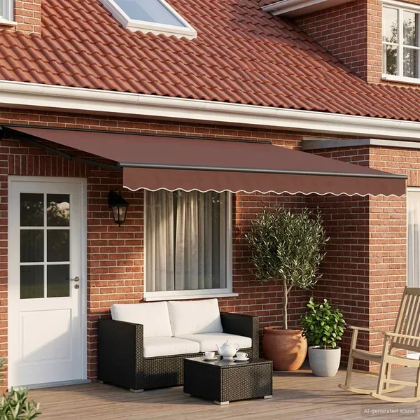 Auvent rétractable électrique Marron et anthracite 4 × 3 m