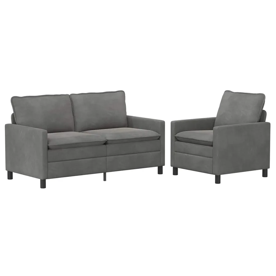 Ensemble de Canapés 2 pcs Gris foncé Velours - 2