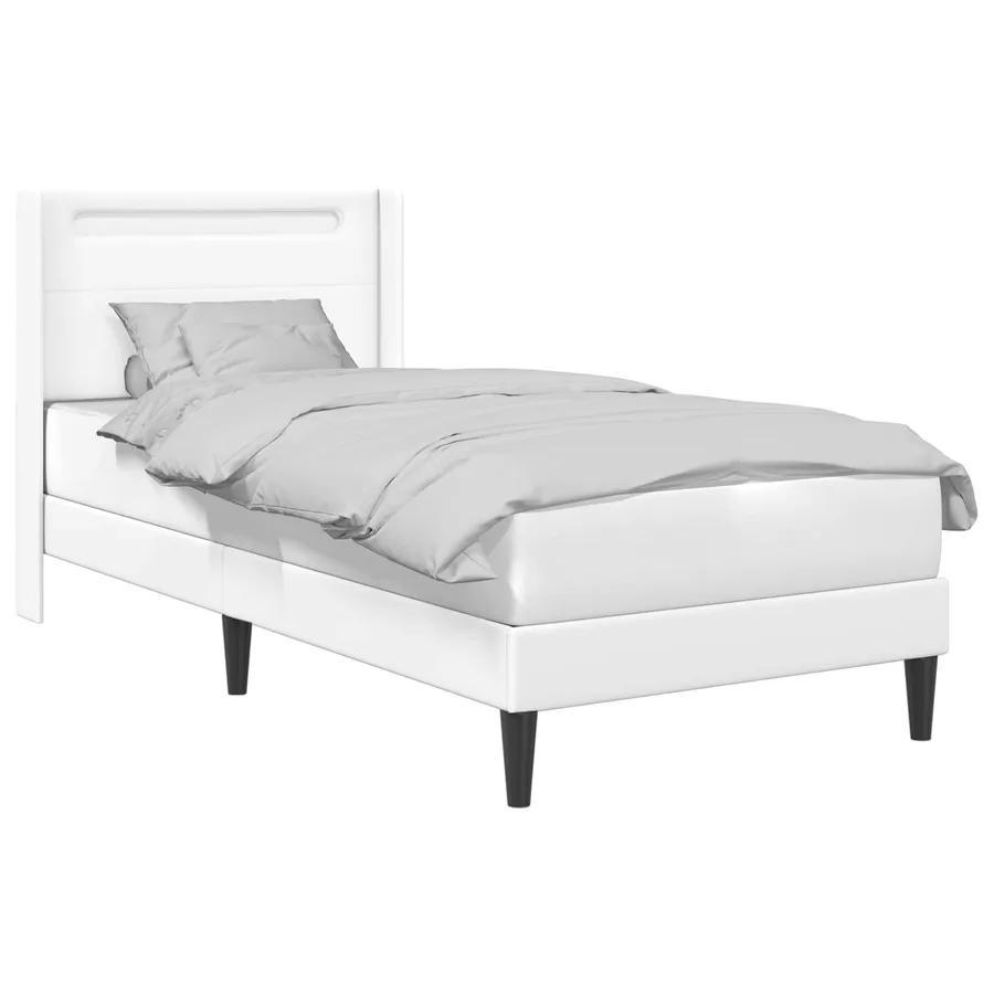 Cadre de lit avec bandes LED Blanc 90 x 190 cm Simili cuir - 3