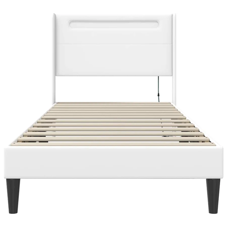 Cadre de lit avec bandes LED Blanc 90 x 190 cm Simili cuir - 6