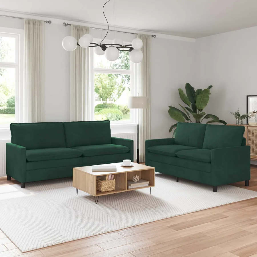 Ensemble de Canapés 2 pcs Vert foncé Velours