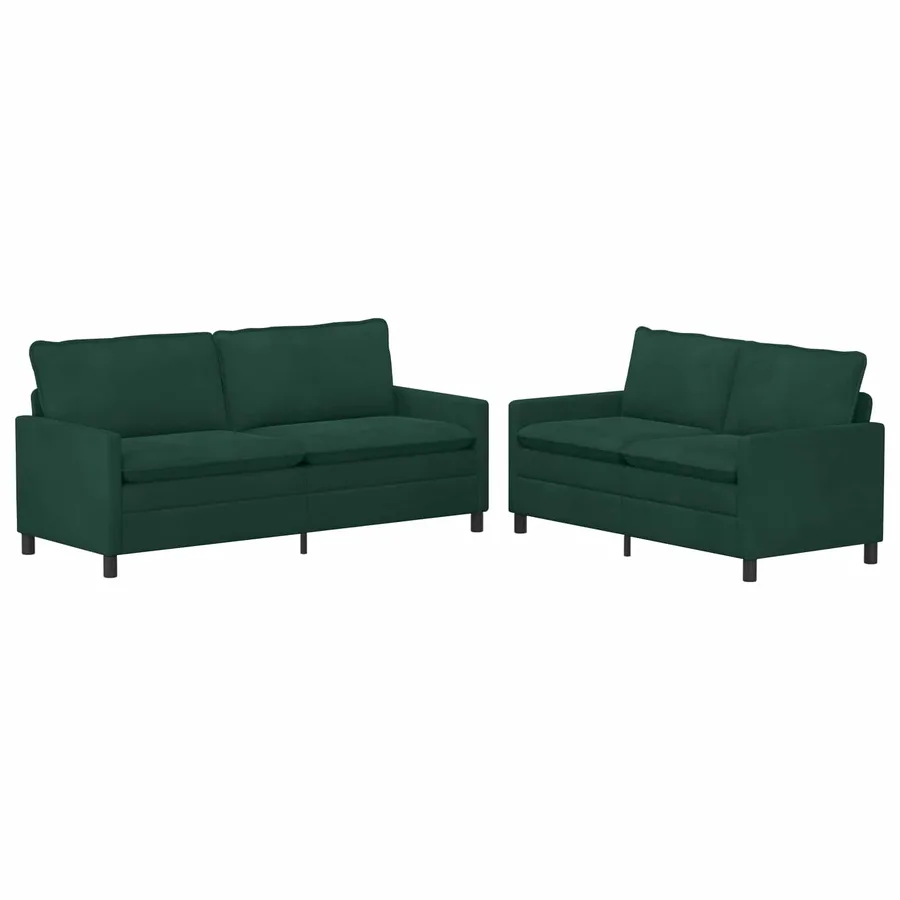 Ensemble de Canapés 2 pcs Vert foncé Velours - 2