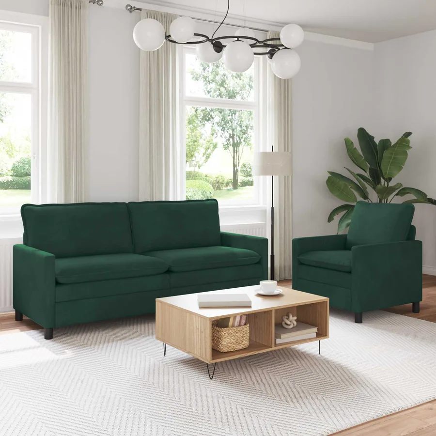 Ensemble de Canapés 2 pcs Vert foncé Velours