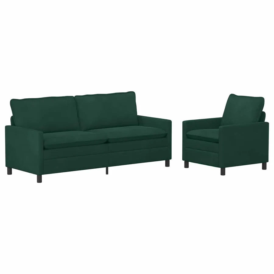Ensemble de Canapés 2 pcs Vert foncé Velours - 2