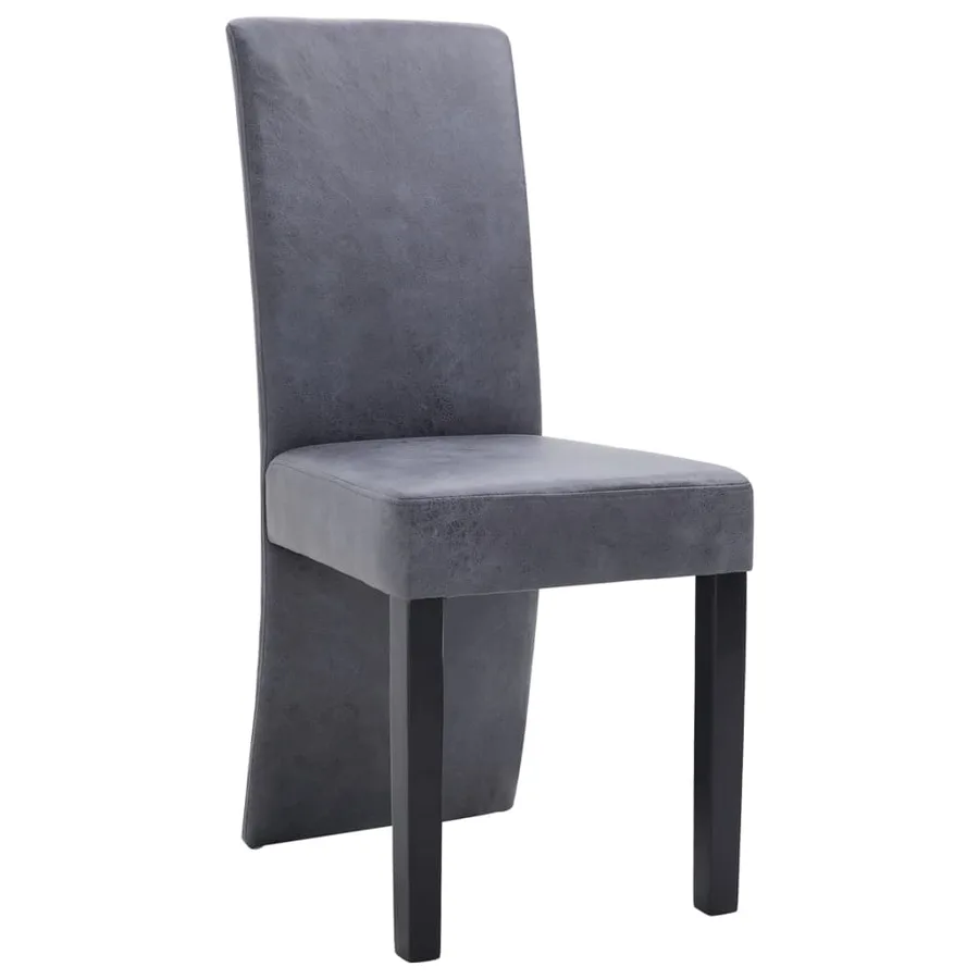 Chaises à manger lot de 4 gris similicuir daim - 3