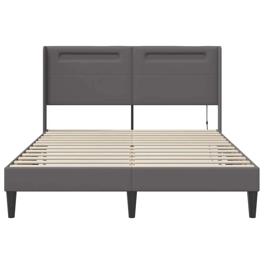 Cadre de lit avec bandes LED Gris 160 x 200 cm Simili cuir - 6