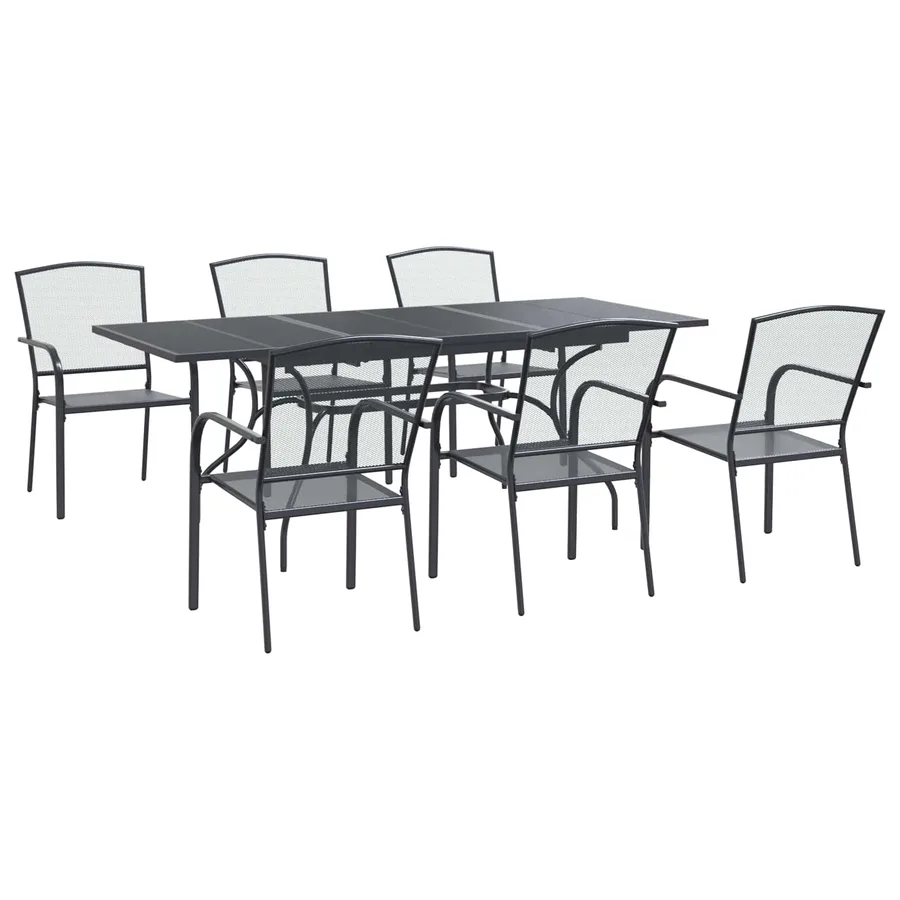 Ensemble de salle à manger pour jardin 7 pcs Anthracite - 2