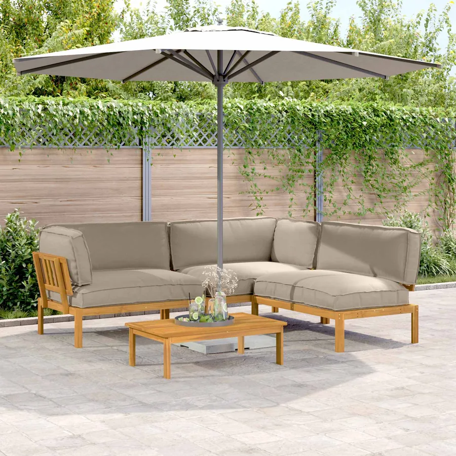 Ensemble de Canapés Uni 4 pcs Taupe Bois d'Acacia Massif