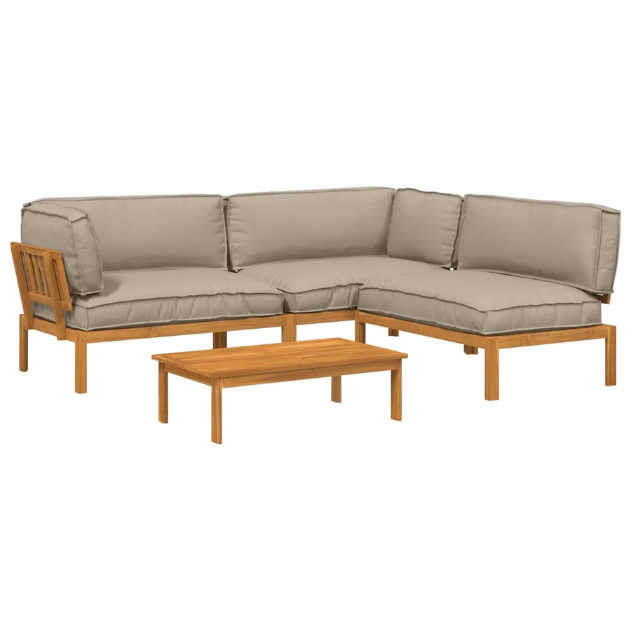 Ensemble de Canapés Uni 4 pcs Taupe Bois d'Acacia Massif - 2