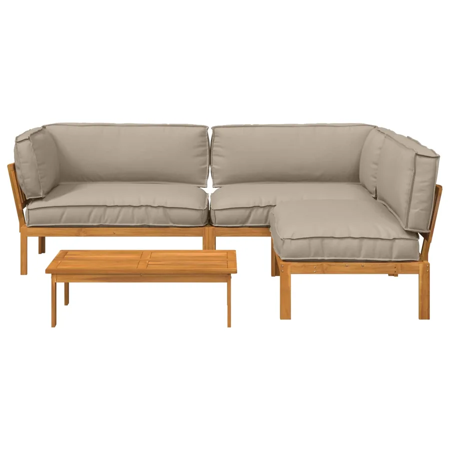 Ensemble de Canapés Uni 4 pcs Taupe Bois d'Acacia Massif - 8