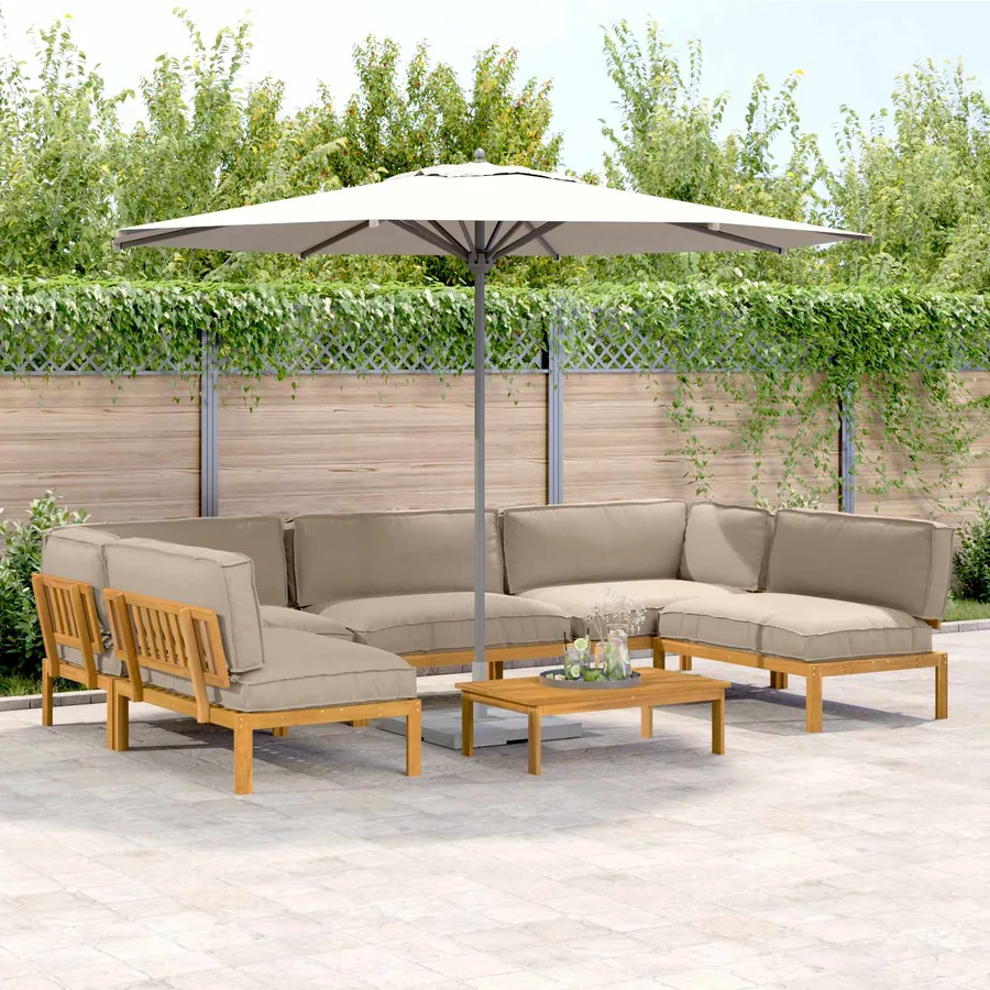 Ensemble de Canapés Uni 6 pcs Taupe Bois d'Acacia Massif
