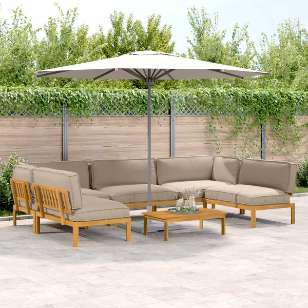Ensemble de Canapés Uni 6 pcs Taupe Bois d'Acacia Massif