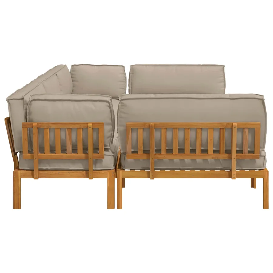 Ensemble de Canapés Uni 6 pcs Taupe Bois d'Acacia Massif - 11