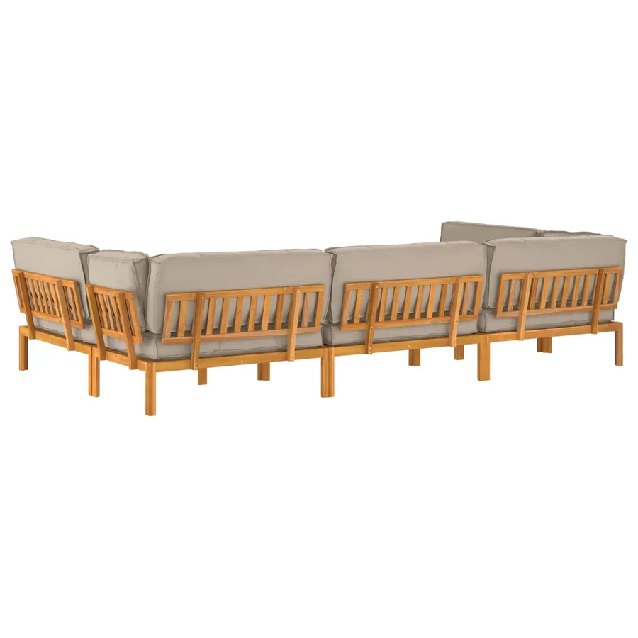 Ensemble de Canapés Uni 6 pcs Taupe Bois d'Acacia Massif - 12