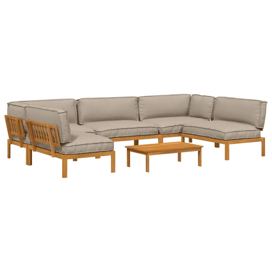Ensemble de Canapés Uni 6 pcs Taupe Bois d'Acacia Massif - 2