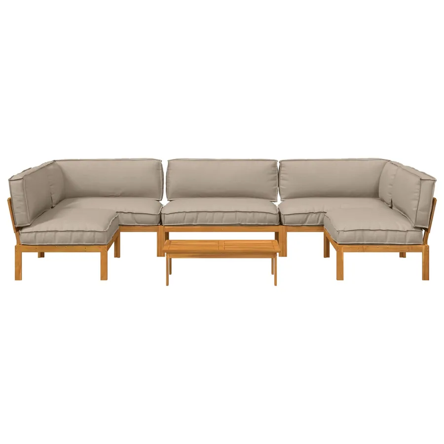Ensemble de Canapés Uni 6 pcs Taupe Bois d'Acacia Massif - 8
