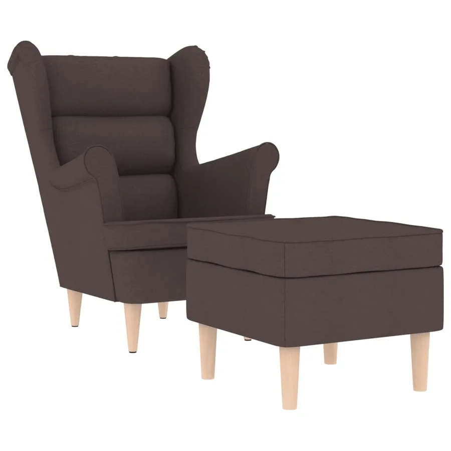 Fauteuil avec repose-pied Marron foncé Tissu - 2