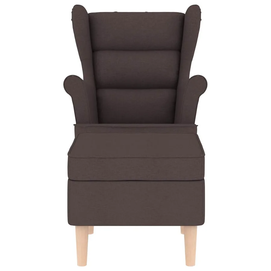 Fauteuil avec repose-pied Marron foncé Tissu - 4