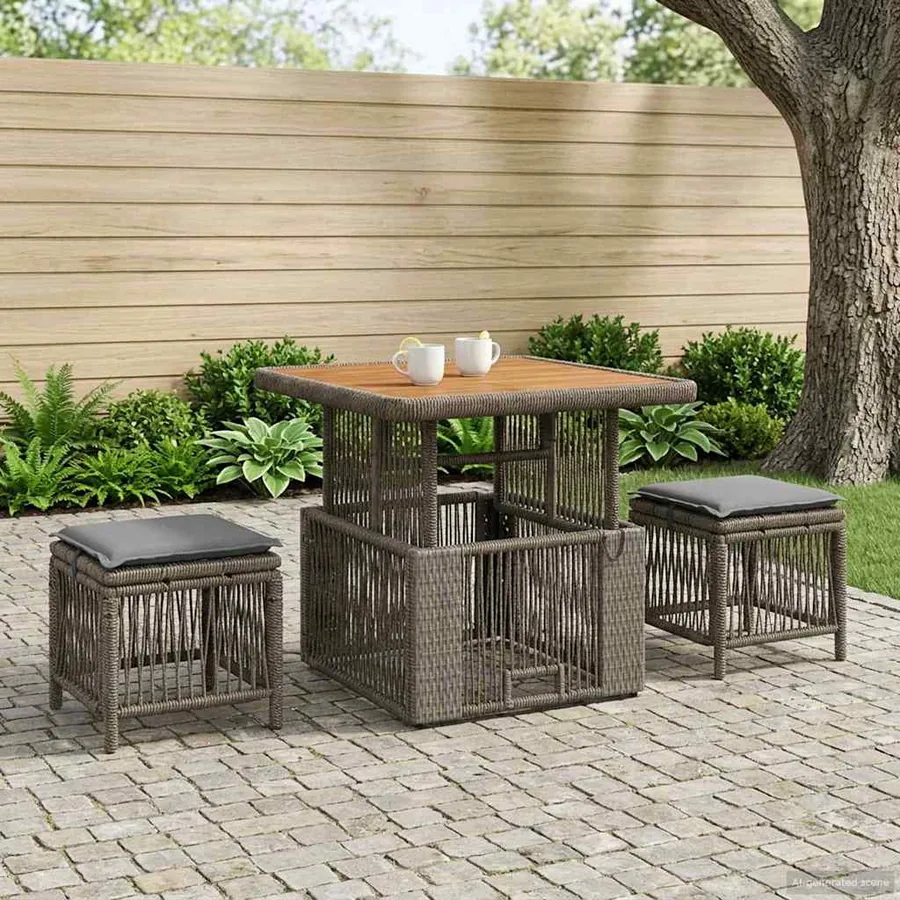 Ensemble de salle à manger pour jardin 3 pcs Gris et Gris foncé