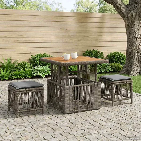 Ensemble de salle à manger pour jardin 3 pcs Gris et Gris foncé