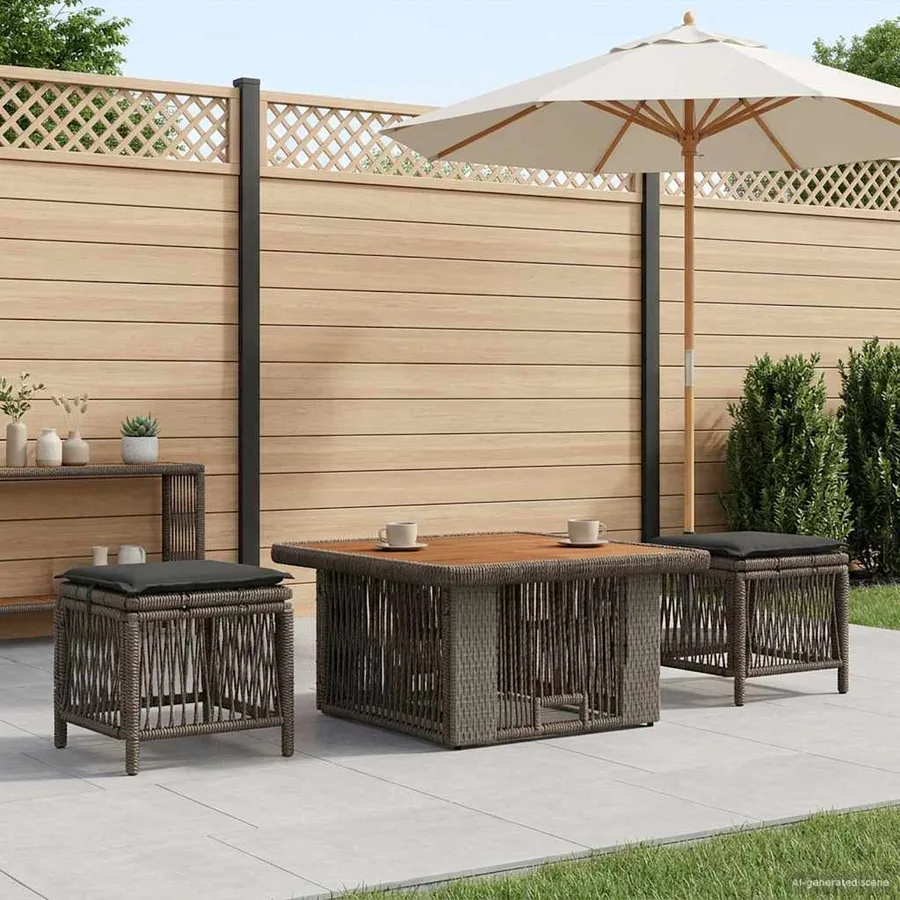 Ensemble de salle à manger pour jardin 3 pcs Gris et Gris foncé - 3