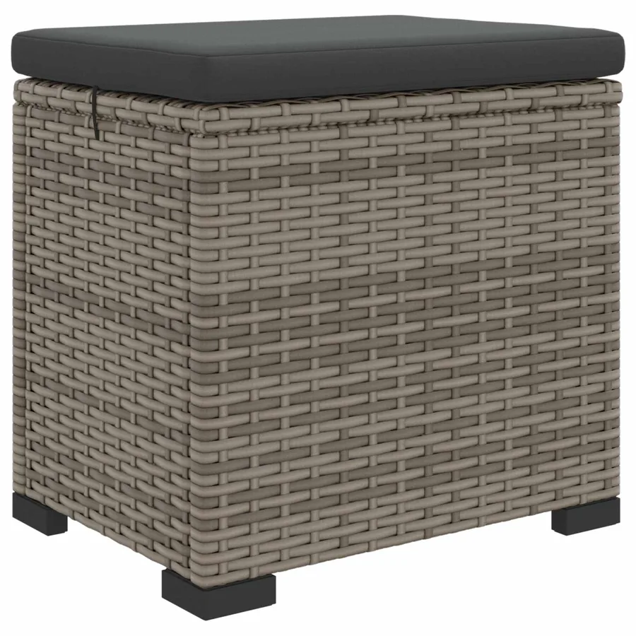 Pouf de jardin avec coussin 2 pcs Gris polyrotin - 4