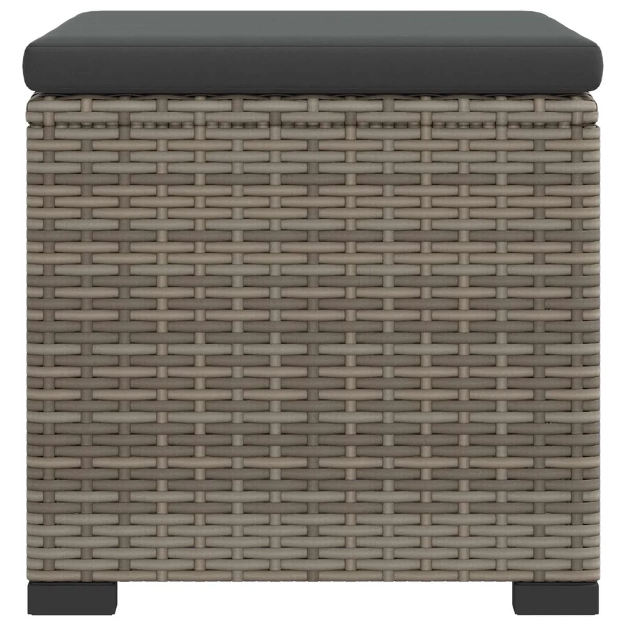 Pouf de jardin avec coussin 2 pcs Gris polyrotin - 5