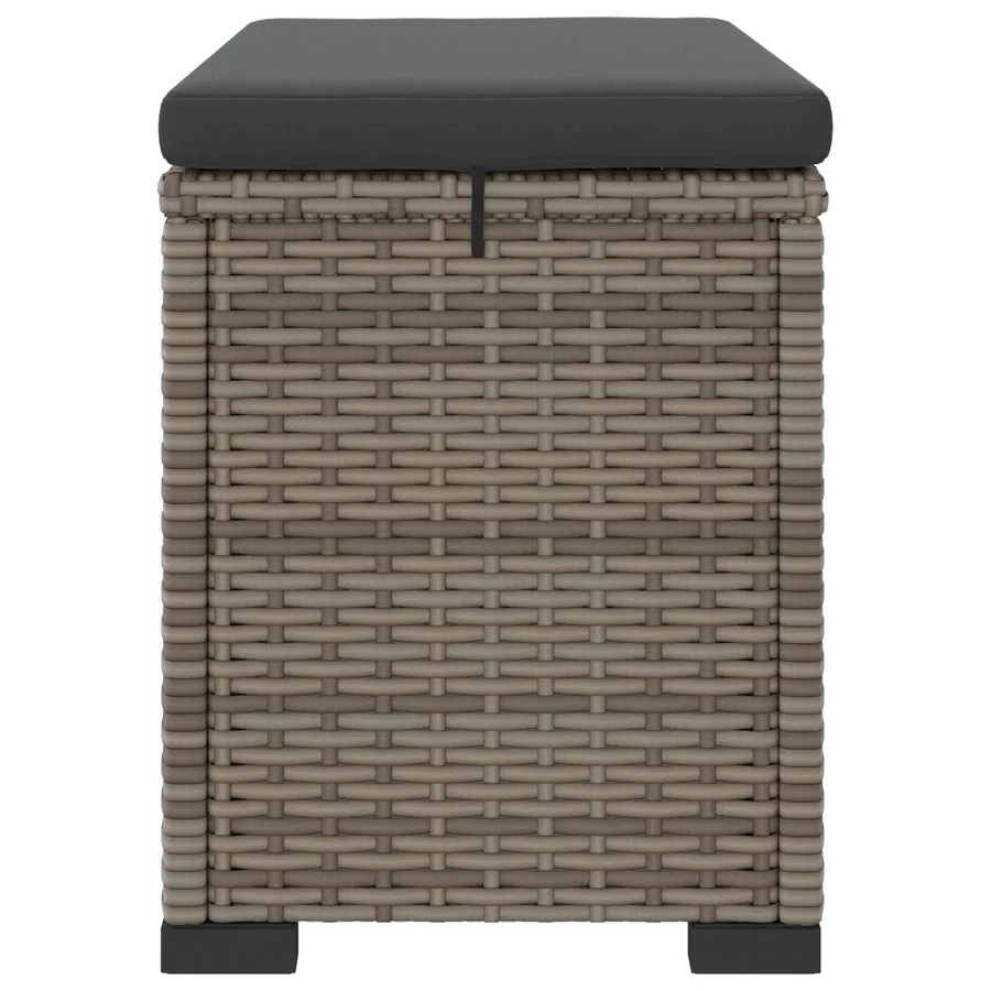 Pouf de jardin avec coussin 2 pcs Gris polyrotin - 6